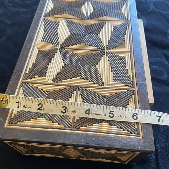 Vintage MCM Russian Sovak Inlaid Ornate Wood Box. Drawer. Handcrafted. Beautiful - Picture 13 of 14